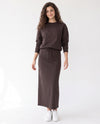 Brown embossed leopard print crewneck sweatshirt, long sleeves, drawstring waist tie.