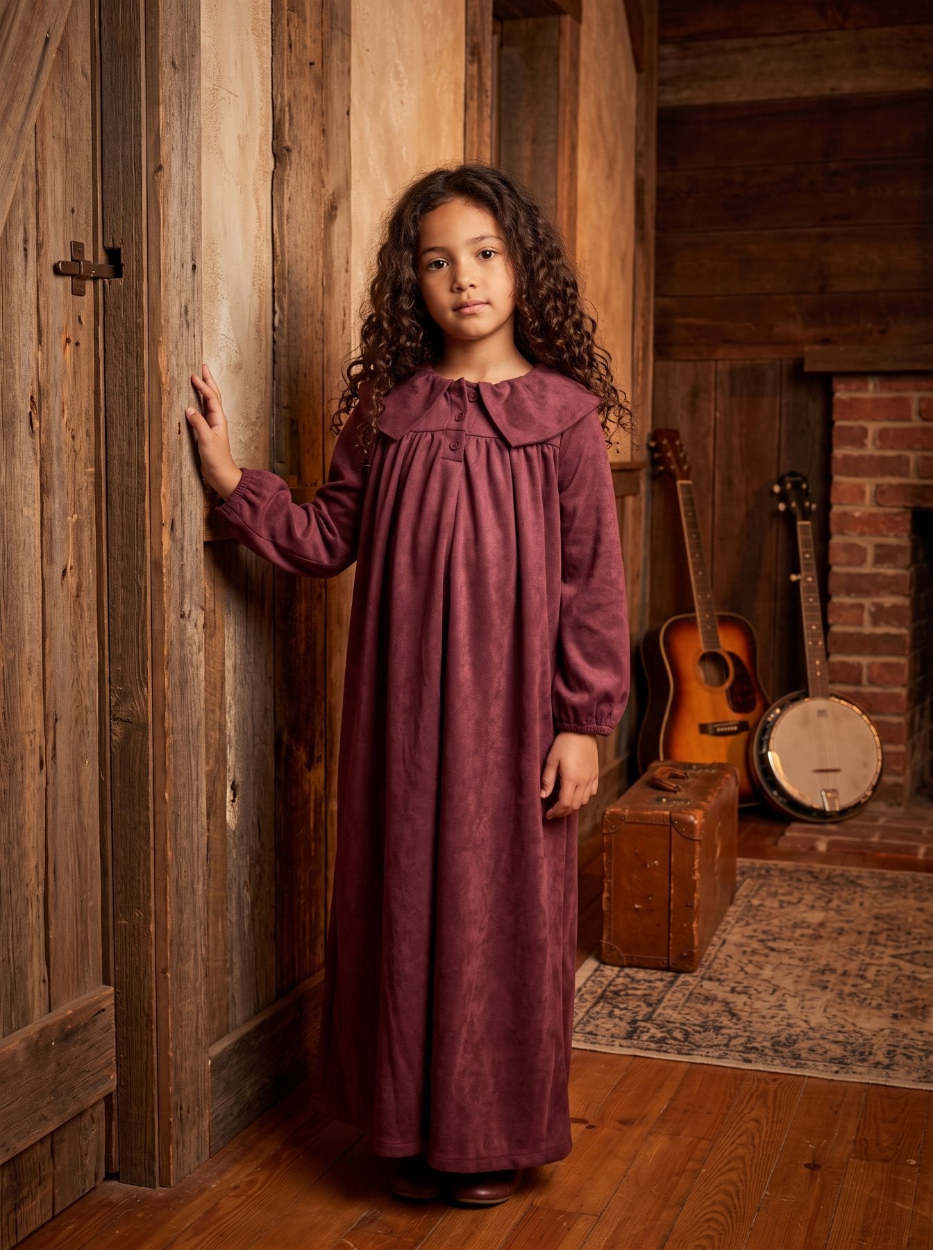 Dusty Rose Peter Pan Collar Maxi Dress