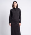 Dark maxi skirt with drawstring waist and straight hem