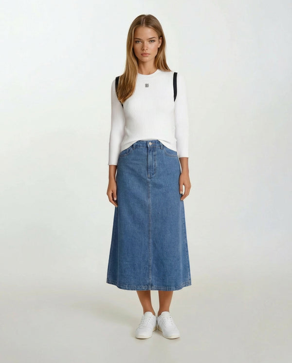 SleevelessRibbed Vest With Logo White