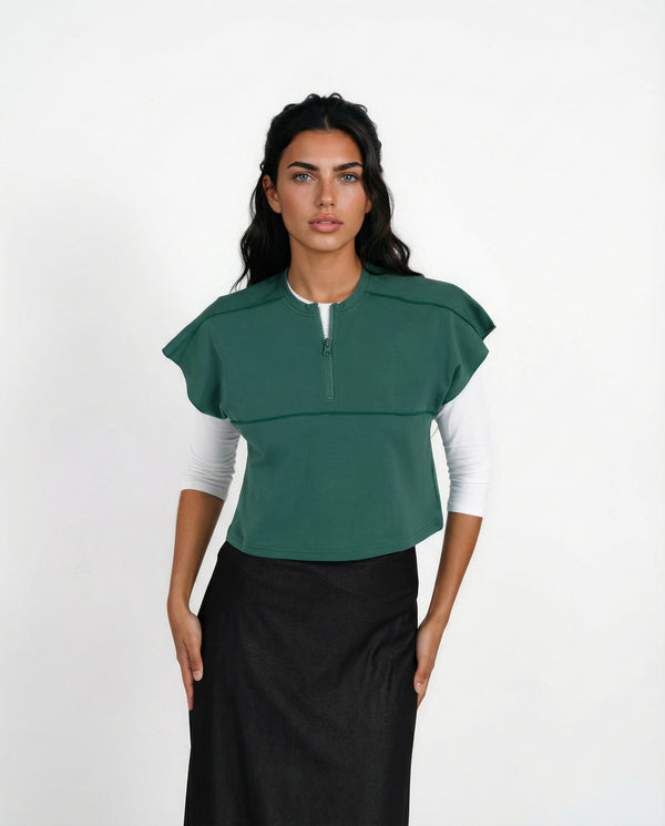 Forest Green Half-Zip Vest