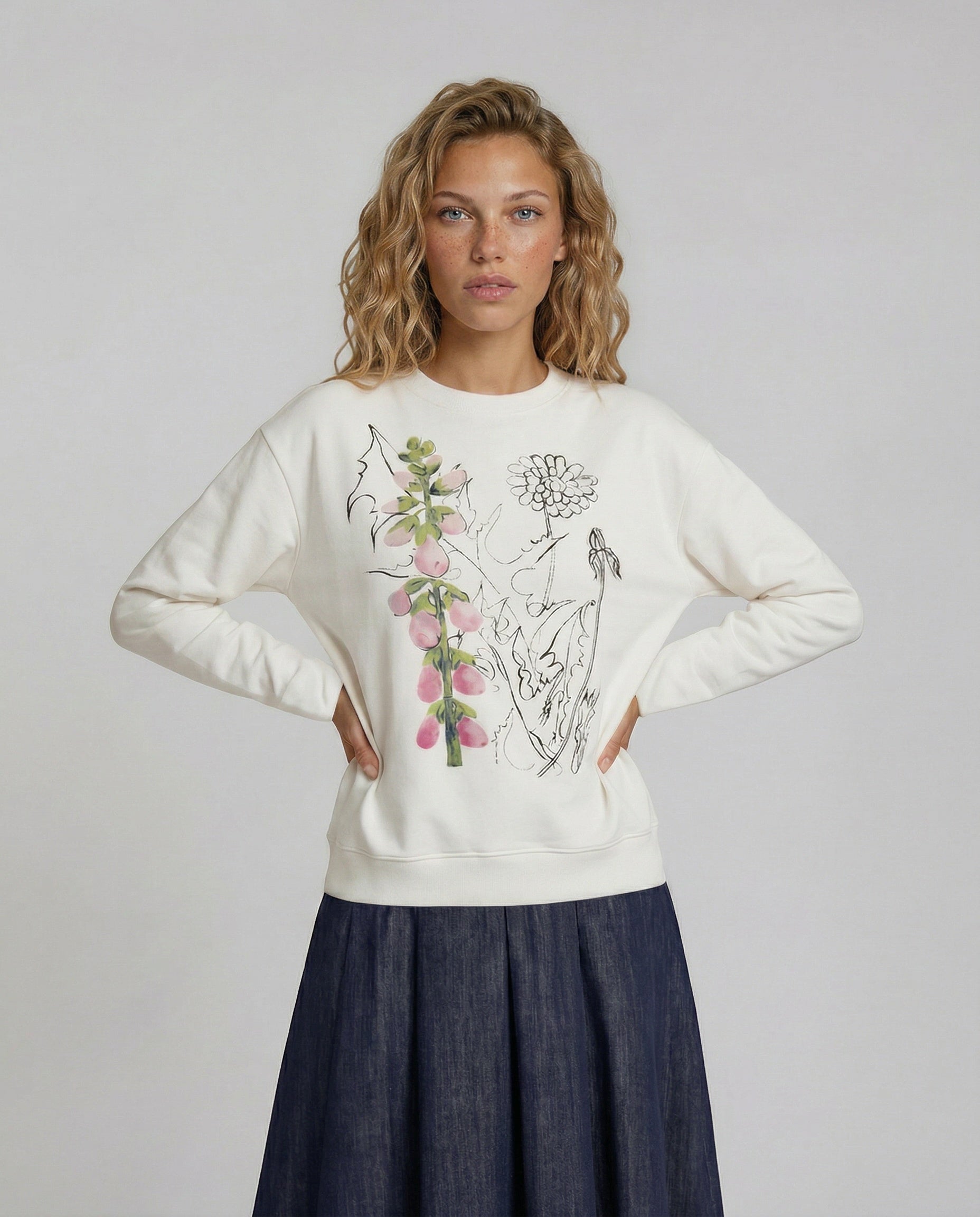 Botanical Line Art Pullover