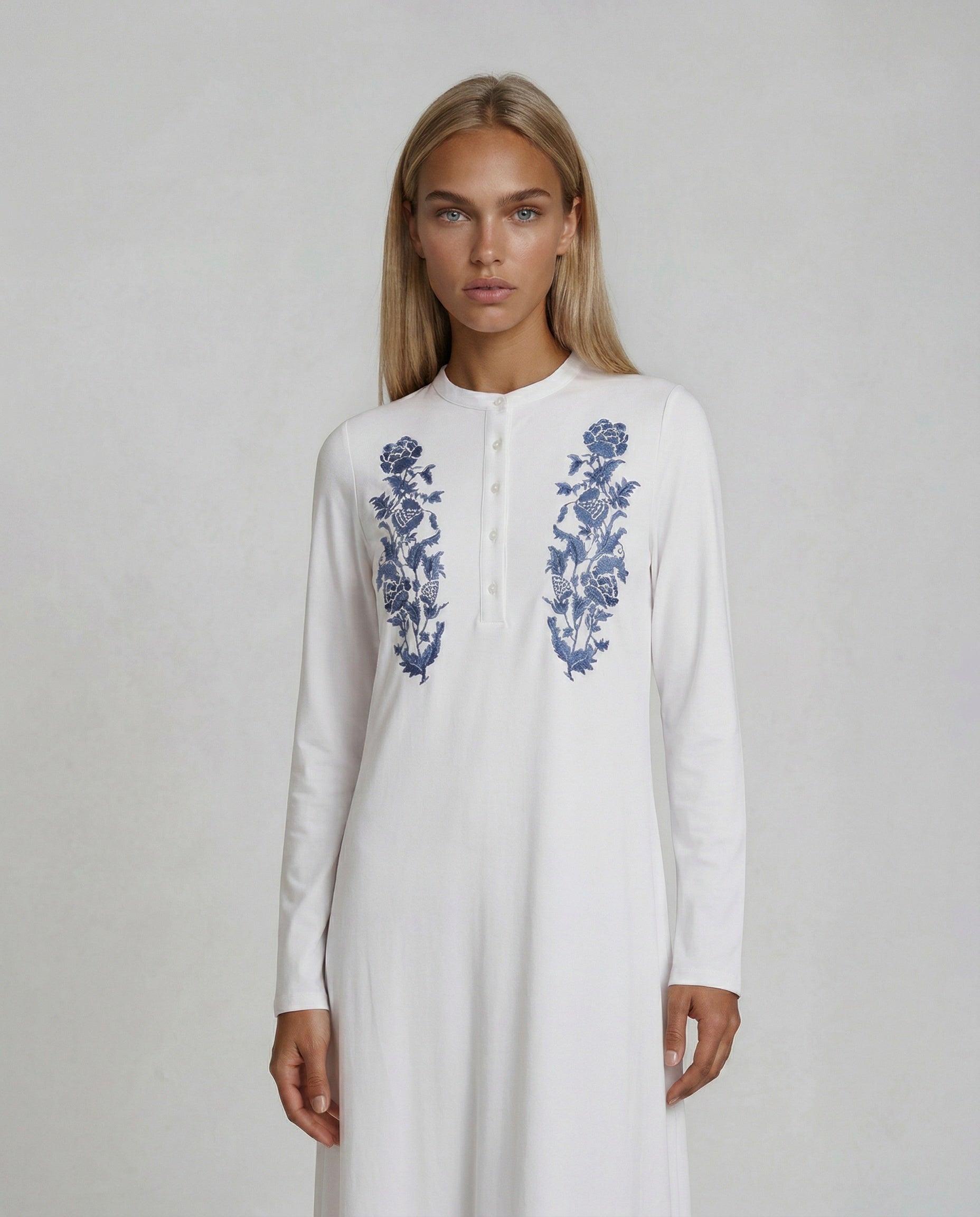 Elegant Blue Motif Nightgown