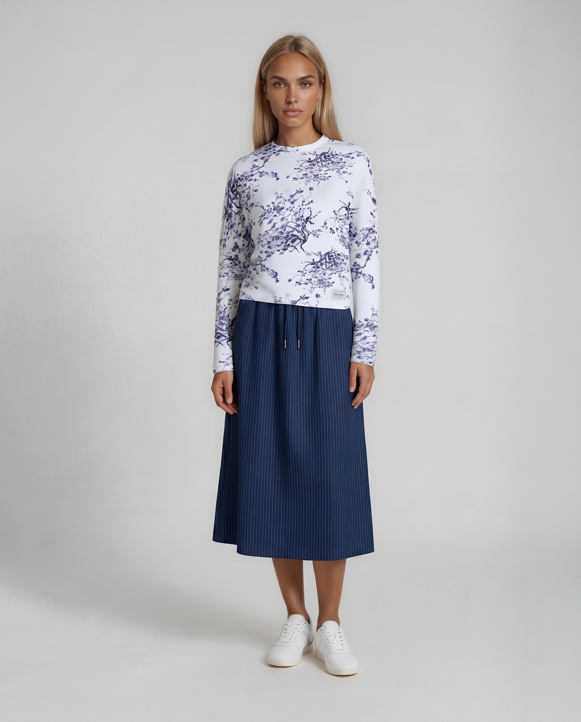 Ivory Blue Blossom Top