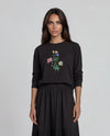 Black Wildflower Sketch Top
