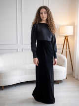 Black Knit Top & Velvet Jumper 2-Piece Set