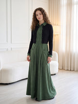Hunter Green Suede Pocket Jumper Maxi Dress
