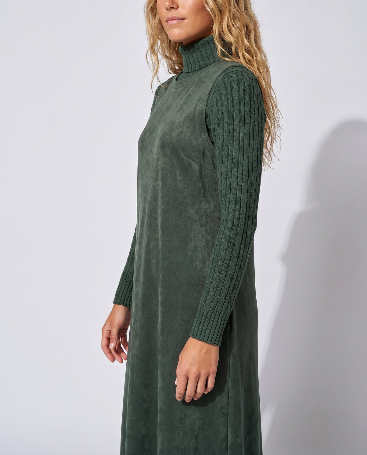 Forest Green Suede Jumper Maxi Dress