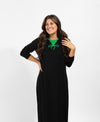Pull On Nightgown Black With Hot Green Bow
