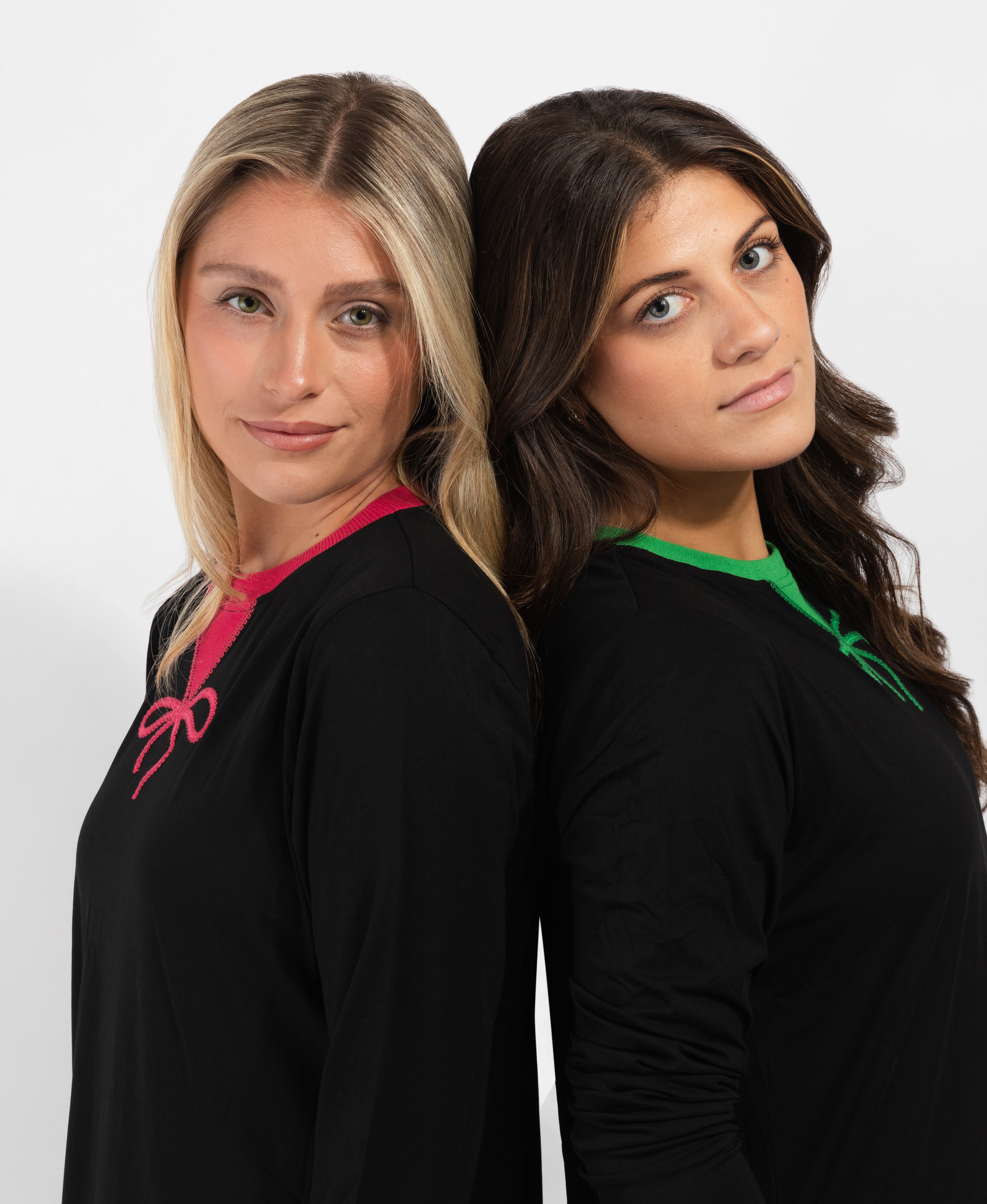 Pull On Nightgown Black With Hot Pink Bow