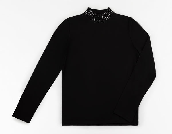 Black Top With Rhinestone Collar