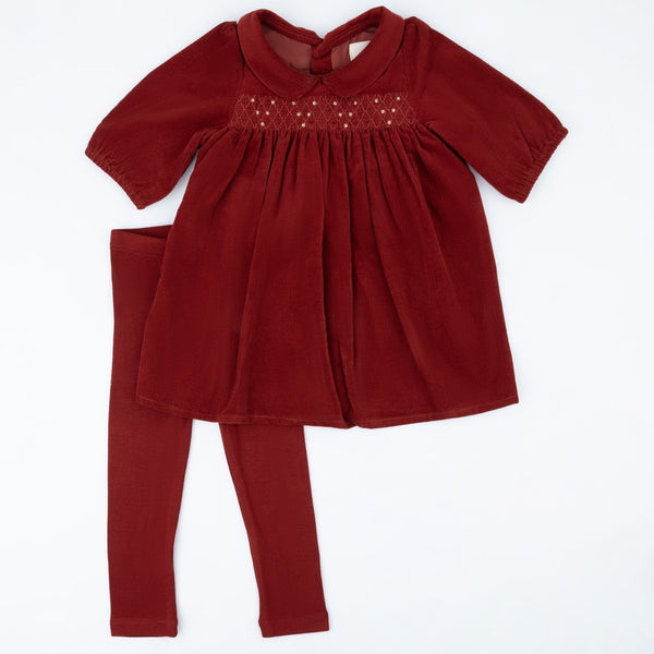 Sienna Smocked Toddler Set Red