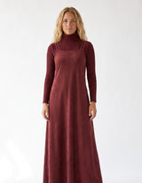 Burgundy Suede Jumper Maxi Dress