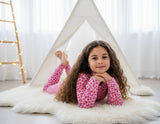 Kids Pima Cotton Pink Leopard Pajama Set