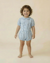 Toddler Girl Pintucked Linen Playwear Bloomer Set Mini Floral Blue