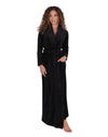 Ultra Soft Plush Velour Belted Shawl Collar Wrap Robe Black