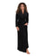 Ultra Soft Plush Velour Belted Shawl Collar Wrap Robe Black