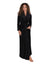 Ultra Soft Plush Velour Belted Shawl Collar Wrap Robe Black