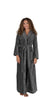 Terry Wrap Long Belted Bathrobe With Hood Gray