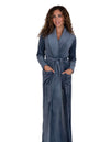 Ultra Soft Plush Velour Belted Shawl Collar Wrap Robe Soft Blue