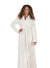 Terry Wrap Long Belted Bathrobe with Piped Trim Ivory
