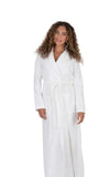 Terry Wrap Long Waffle Textured Belted Bathrobe With Hood White