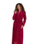 Terry Wrap Long Waffle Textured Belted Bathrobe With Hood Raspberry