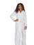 Long Terry Wrap Belted Bathrobe with Hood Piped Trim White Gray