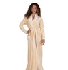 Ultra Soft Plush Velour Belted Shawl Collar Wrap Robe Ivory