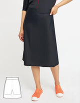 Quick Dry Swim Skirt with Attached Shorts Black