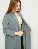 Plush Lined Belted Wrap Robe with Trapunto Stitching Sage