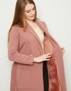 Plush Lined Belted Wrap Robe with Trapunto Stitching Pink