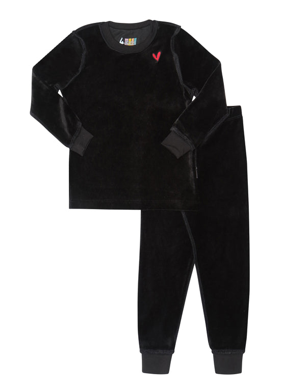 Kids Velour Hearts Loungewear Pajama Playwear Set