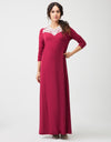 Pull On Nightgown with White Lace Trim Berry
