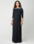 Button Front Nightgown with Lace Shoulder Appliqu?? Black
