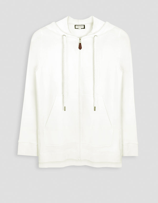 Light French Terry Zippered Hoodie with Rope Twist