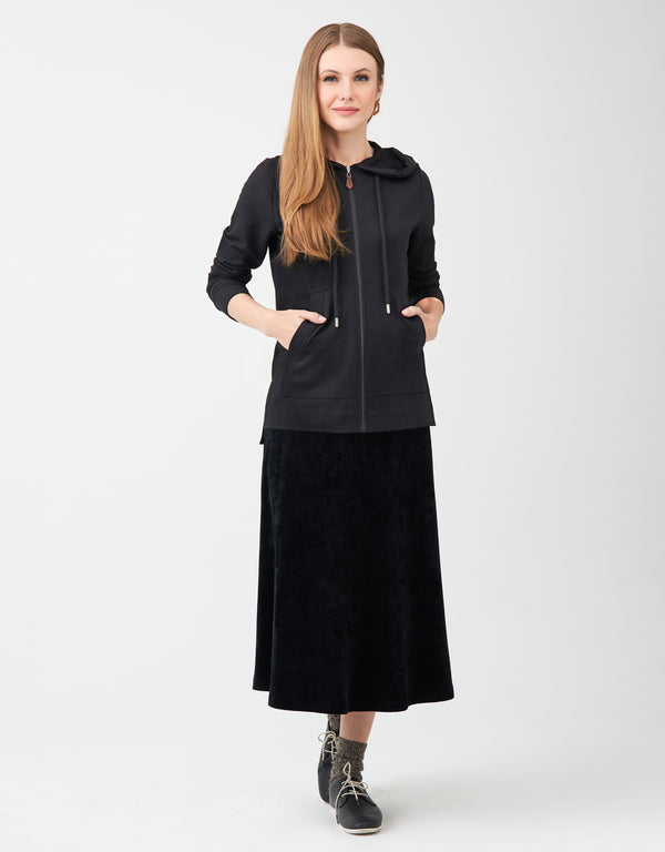 Light French Terry Zippered Hoodie with Rope Twist