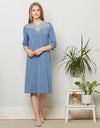 Soft Vneck Nightshirt with Contrast Lace Trim Sky