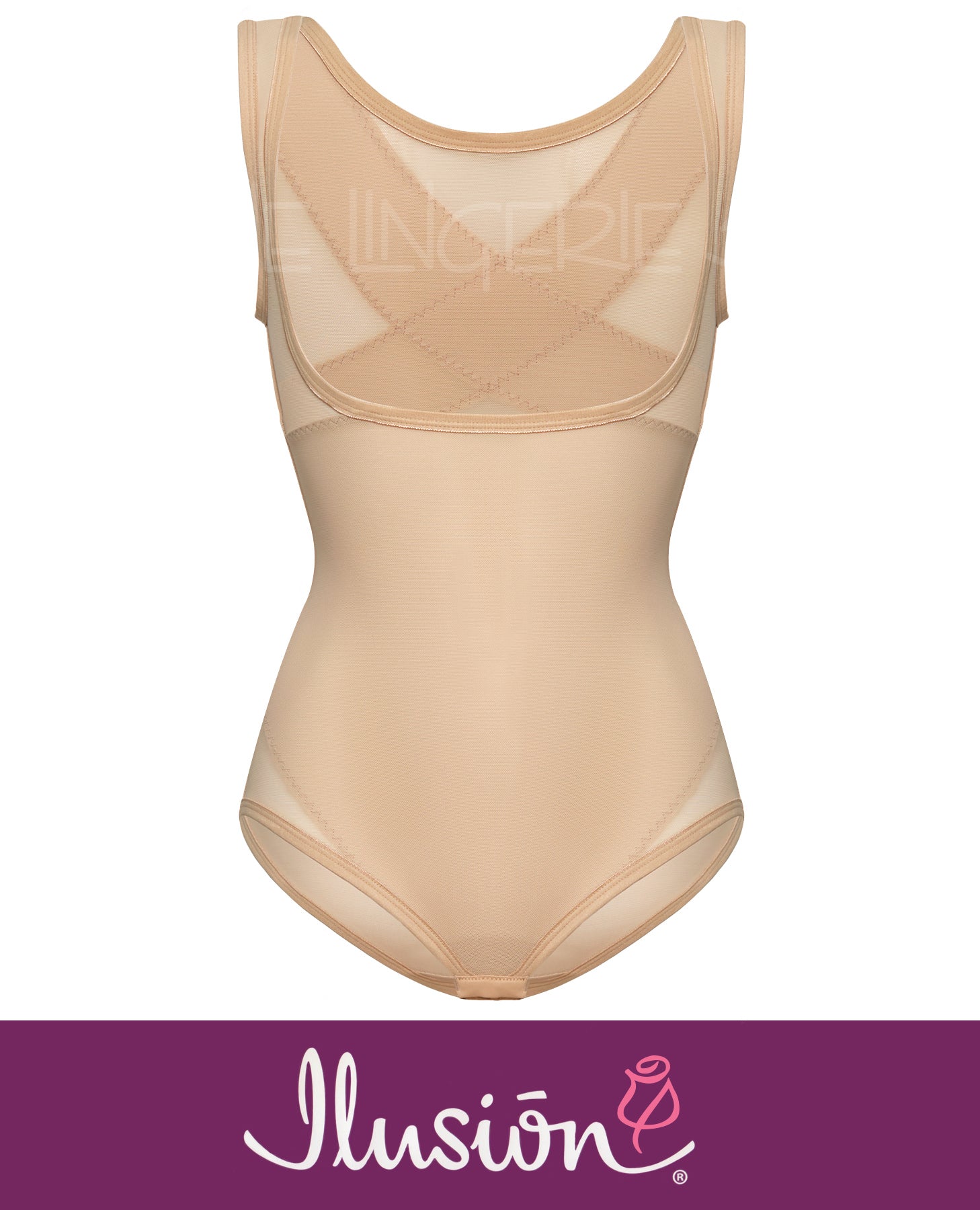 Illusion EI7193 Back Support Wear-Your-Own-Bra Shaper Bodysuit Nude