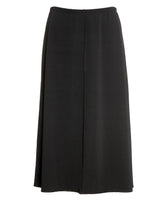 27" Lined Elastic Waist Crepe Skirt with Exposed Center Seam Black