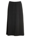 27" Lined Elastic Waist Crepe Skirt with Exposed Center Seam Black