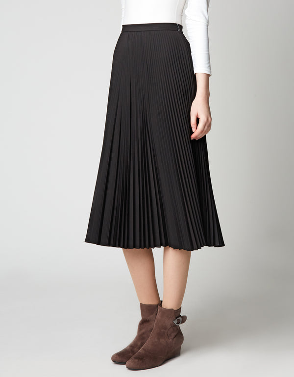 29" Unlined Accordian Mini Pleat Crepe Skirt Black