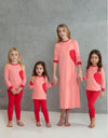 Kids Pima Cotton Wrap Around Heart Motif Legging Playwear Set Pink