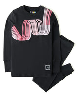 Girls Pima Cotton Pink StrandsLegging Playwear Set Black