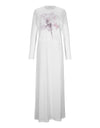 Nursing Bolero Nightgown with Floral Motif White