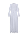 Lace Trimmed Button Nightgown with Drawstring White