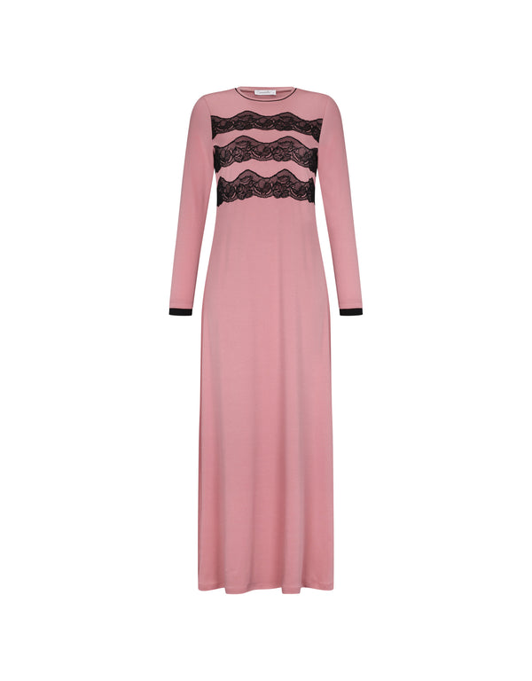 Triple Lace Pull On Nightgown Pink Black