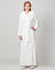 Terry Wrap Long Waffle Textured Belted Bathrobe With Hood White