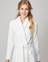 Terry Wrap Long Waffle Textured Belted Bathrobe With Shawl Collar White