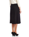 27" Pleated Stitched Chiffon Midi Skirt Black